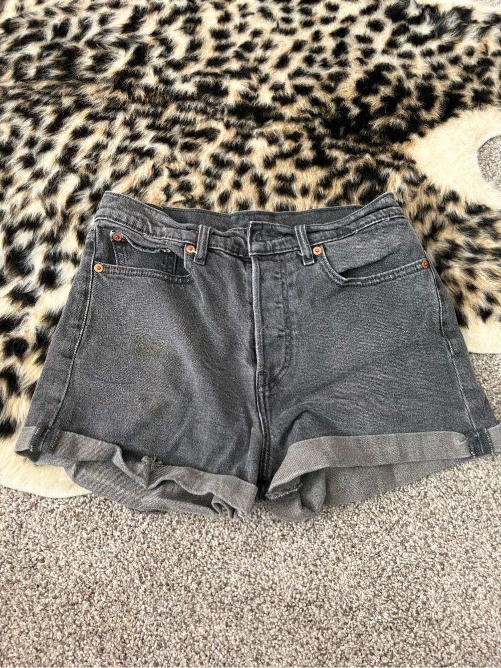 Levi's Black Washed Denim Roll-Cuff Women's Shorts